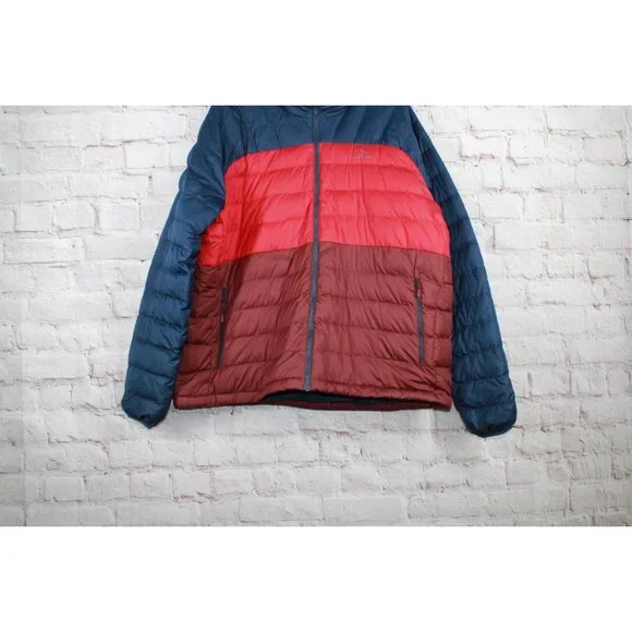 LL Bean Red Blue Colorblock Polyester Down Hooded Jacket XXXL Reg - Picture 2 of 8